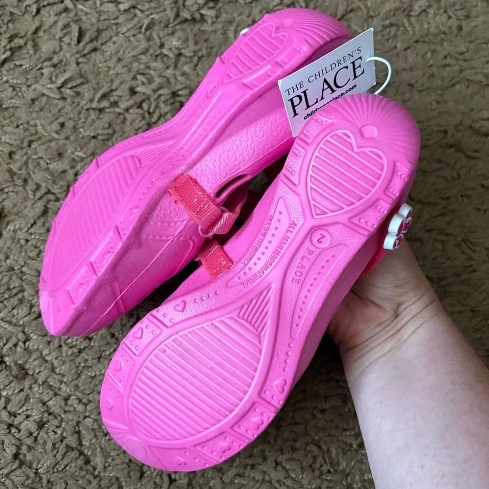 Children’s Place Shoes Youth 2 Aster Glitter Mary Jane Strap Flats NEW Pink